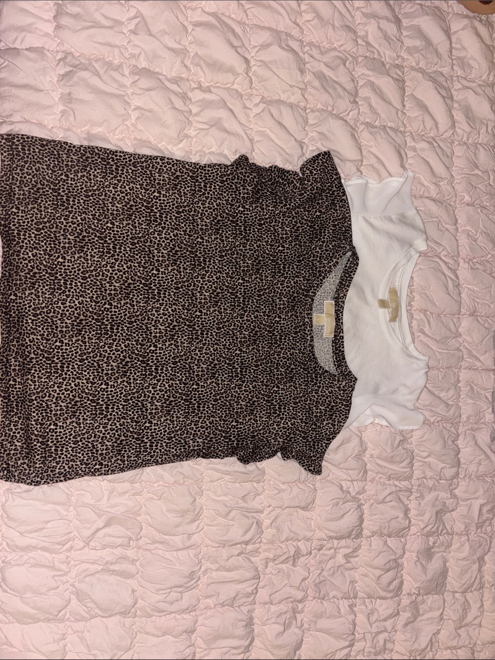 Girls' Short Sleeve Leopard Print Top in Brown and White